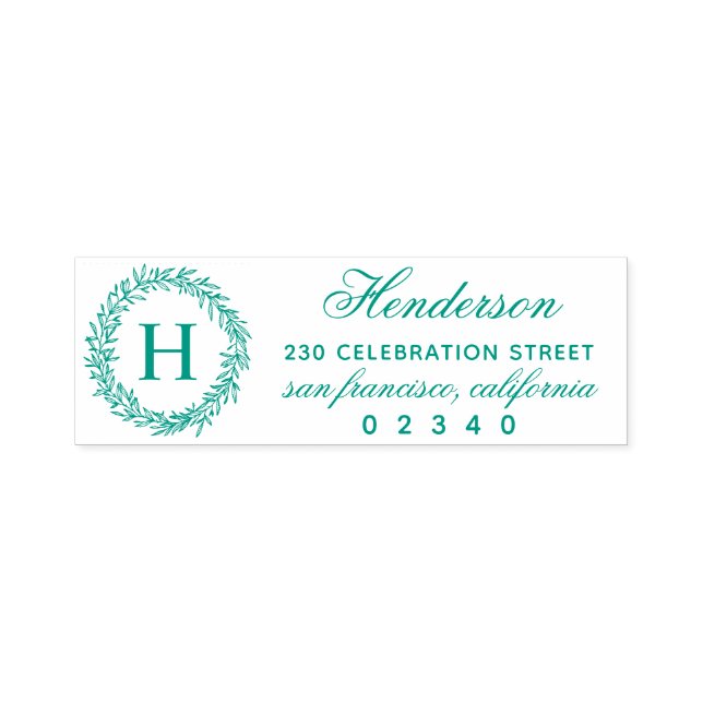 Monogram Namn och Returadress för botaniskt andedr Självfärgande Stämpel (Design)