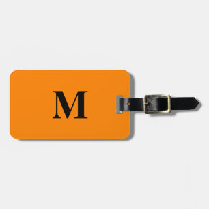 Monogram Namn Orange Black Halloween Helgdag Gift Bagagebricka