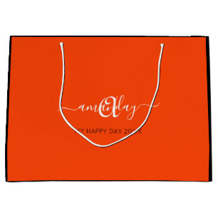 Monogram Namn Orange Möhippa Sweet16th Bröllop