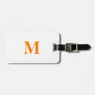Monogram Namn Orange Vit jul-Helgdag Bagagebricka