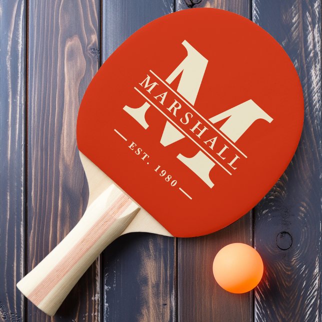 Monogram & Namn Overlägg Blod Orange Pingisracket (Skapare uppladdad)
