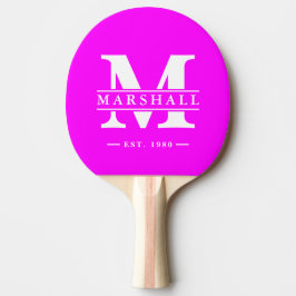 Monogram & Namn Överlägg Elektrisk Retro Rosa Pingisracket