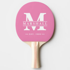 Monogram & Namn Överlägg Klassisk Rosa Pingisracket