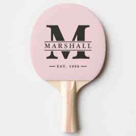 Monogram & Namn Överlägg Rosa Viska och Svart  Pingisracket