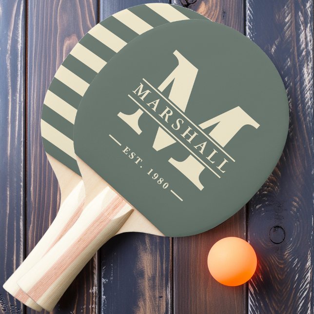 Monogram & Namn Överlagring Polo Varmgrå Pingisracket (Skapare uppladdad)