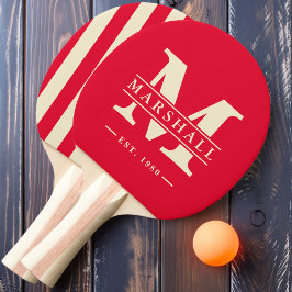Monogram & Namn Överlagring Rand Körsbärsplockning Pingisracket