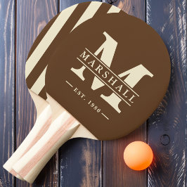 Monogram & Namn Överlagringsrand Djup Skogsbrun Pingisracket