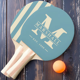 Monogram & Namn Överlagringsrand Varm Aqua Eftermi Pingisracket
