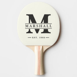 Monogram & Namn Overlay Elfenben och Varm Svart Pingisracket