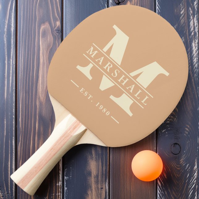 Monogram & Namn Overlay Peach Kiss Pingisracket (Skapare uppladdad)