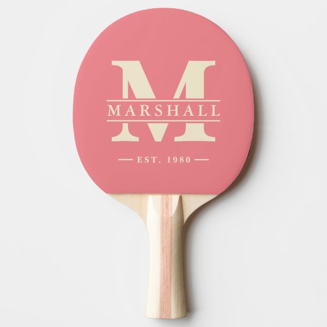 Monogram & Namn Overlay Persika Pingisracket (Framsidan)