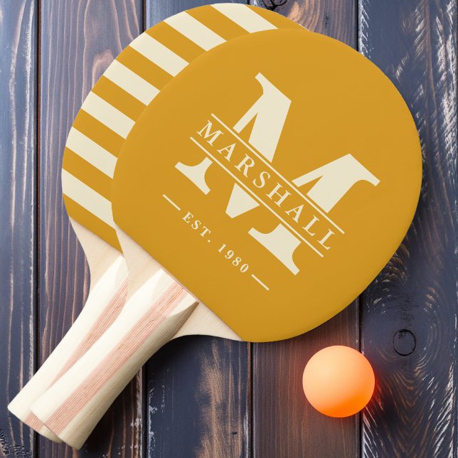 Monogram & Namn-overlay Polo Burnt Buttercup Pingisracket (Skapare uppladdad)