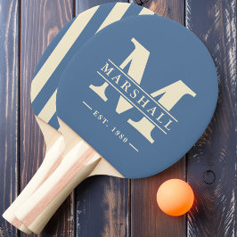 Monogram & Namn Overlay Polo Randig Capri Blå Pingisracket