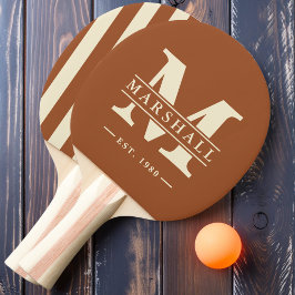 Monogram & Namn Overlay Polo Randig Desert Sun Pingisracket