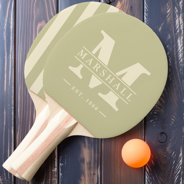 Monogram & Namn-overlay Polo-randig Dust Sage Pingisracket (Skapare uppladdad)