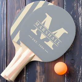 Monogram & Namn-overlay Polo-randig Duvgrå Pingisracket