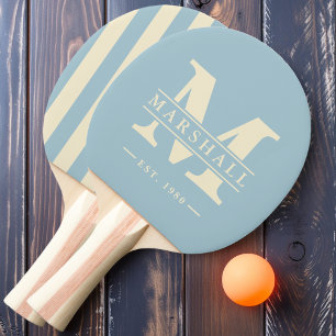 Monogram & Namn-overlay Polo-randig Ljus himmel Pingisracket