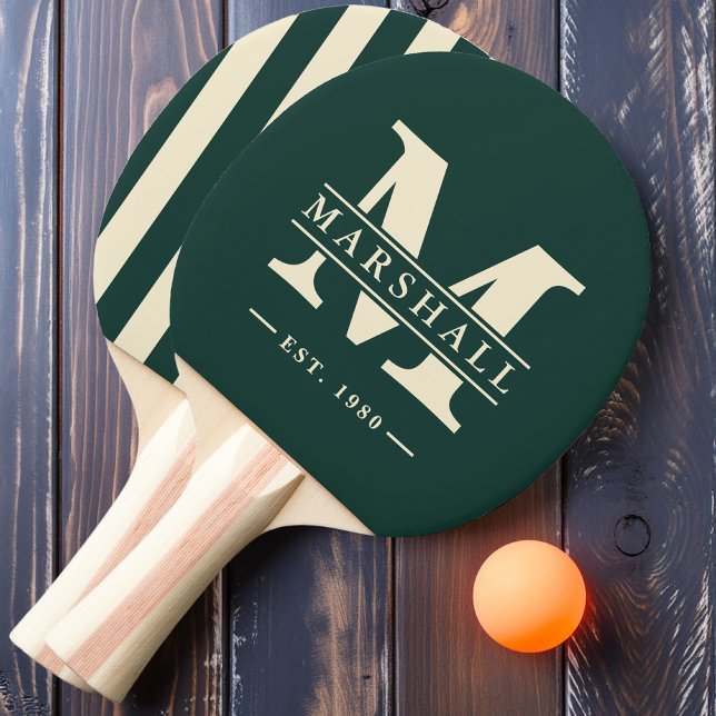 Monogram & Namn-overlay Polo-randig Sagegrön Pingisracket (Skapare uppladdad)