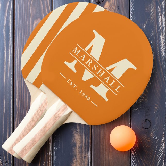 Monogram & Namn-overlay Polo-randig Warm Citrus Pingisracket (Skapare uppladdad)