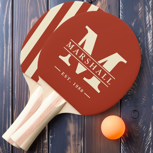 Monogram & Namn-overlay Polo-randning Bränd Sienna Pingisracket (Skapare uppladdad)