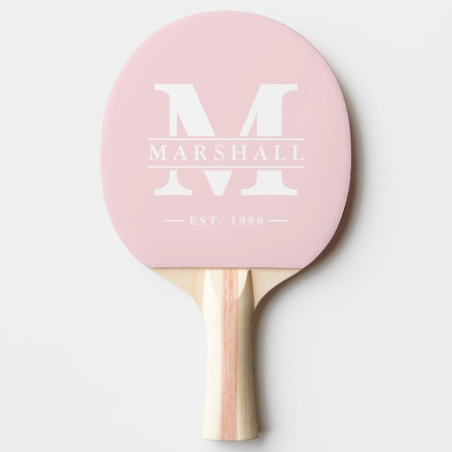 Monogram & Namn Overlay Rosa Viska  Pingisracket (Framsidan)