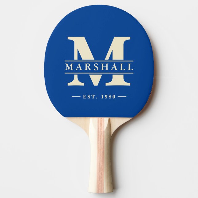 Monogram & Namn Overlay Royal  Pingisracket (Framsidan)