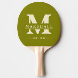 Monogram & Namn Overlay Varm Oliv Pingisracket