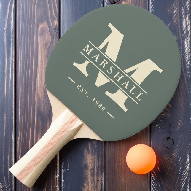 Monogram & Namn Overlay Varmgrå Pingisracket (Skapare uppladdad)