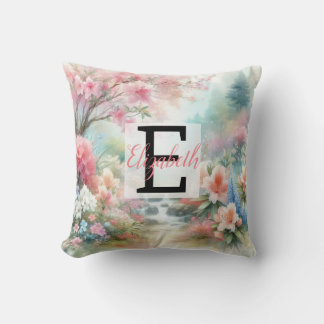 Monogram namn på blommigten vintage kudde