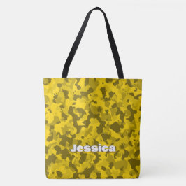 Monogram Namn på Gult Camo | Tygkasse