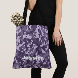 Monogram Namn på Lila Camo | Tygkasse