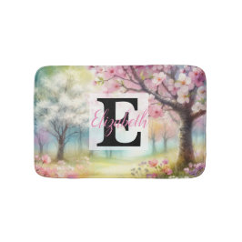 Monogram namn på vattenfärgade Blommor i pastor Badrumsmatta