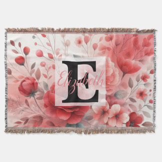 Monogram namn på vattenfärgade Blommor i pastor Filt