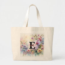 Monogram namn på vattenfärgade Blommor i pastor