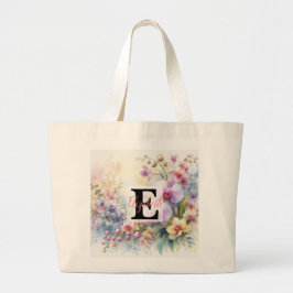 Monogram namn på vattenfärgade Blommor i pastor Jumbo Tygkasse
