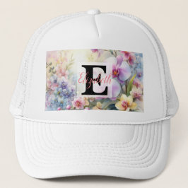 Monogram namn på vattenfärgade Blommor i pastor Keps