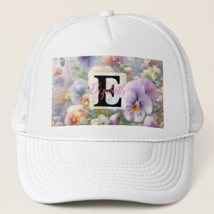 Monogram namn på vattenfärgade Blommor i pastor Keps