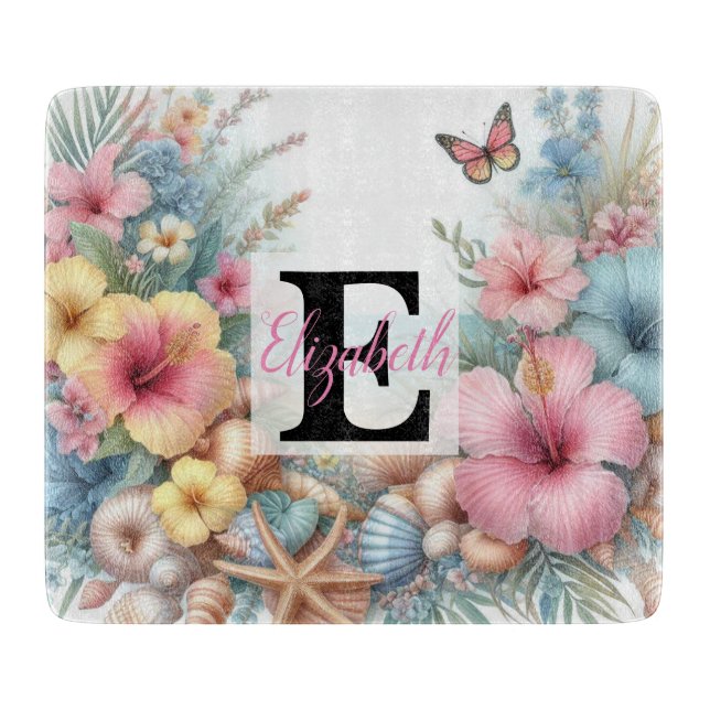 Monogram namn på vattenfärgen Blommor (havsceller) (Framsidan)