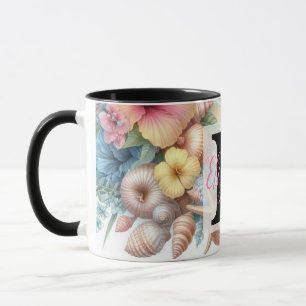 Monogram namn på vattenfärgen Blommor (havsceller) Mugg