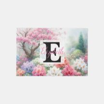 Monogram namn på vattenfärgsblommor i pasteller Th