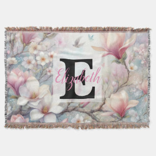 Monogram namn på vattenfärgsblommor i pasteller Th Filt