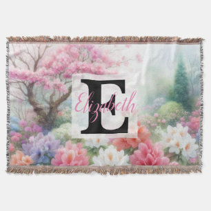 Monogram namn på vattenfärgsblommor i pasteller Th Filt