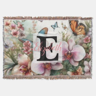 Monogram namn på vattenfärgsblommor i pasteller Th Filt