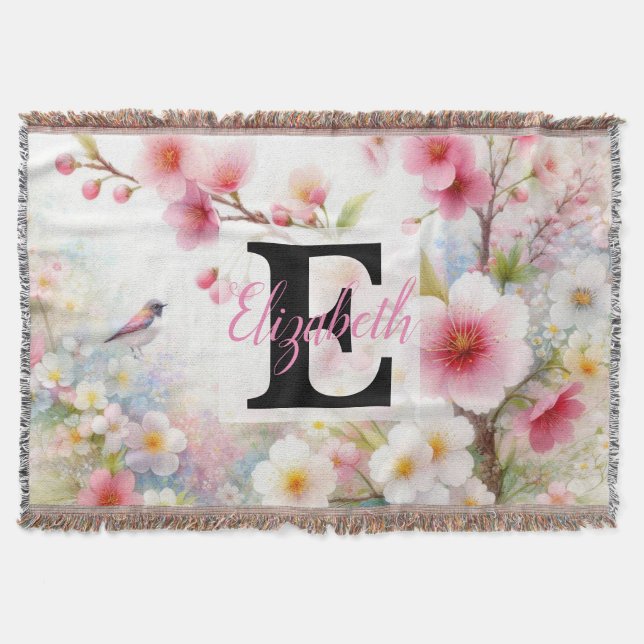 Monogram namn på vattenfärgsblommor i pasteller Th Filt (Framsidan)