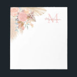 Monogram Namn Pampas Grass Blommigt Anteckningsblock<br><div class="desc">Anteckningsblocket i snyggten är dekorerat med vattenfärgspampasgräs,  eukalyptus,  blommor och torkat löv. Enkelt anpassade. Eftersom vi skapar vår teckning kommer du inte att hitta just den här bilden från andra designers. Ursprunglig vattenfärg © Michele Davies.</div>