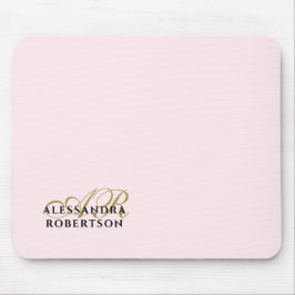 Monogram Namn Pastel Rosa Guld Black Minimalist Musmatta