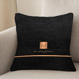 Monogram namn personlig Black guld elegant Kudde