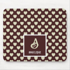 Monogram Namn Red & Ljust grönt Hearts Mönster Musmatta