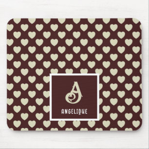 Monogram Namn Red & Ljust grönt Hearts Mönster Musmatta