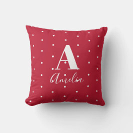 Monogram Namn Red Polka dots Mönster Kudde